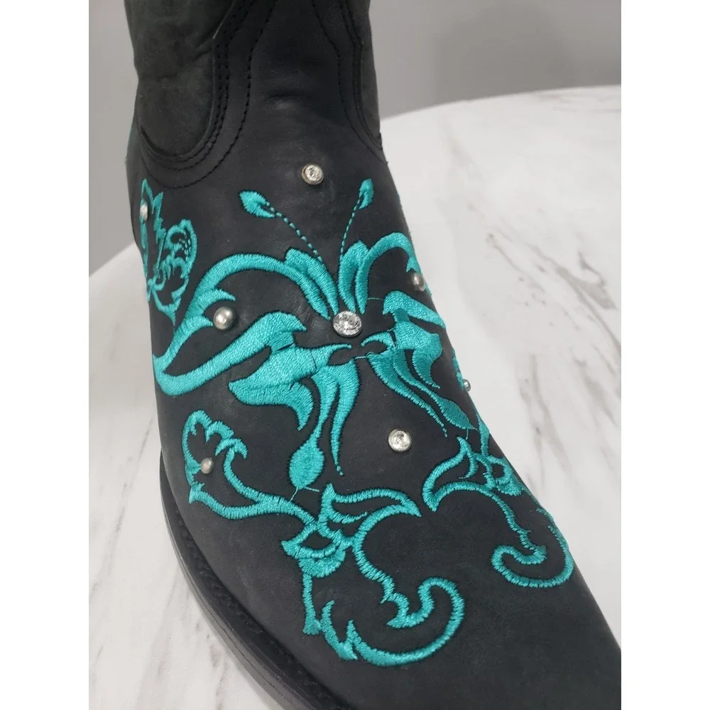 10.5 LOS ALTOS SWAROVSKI CRYSTAL BUTTERFLY BOOTS Western Cowboy Festival Rave